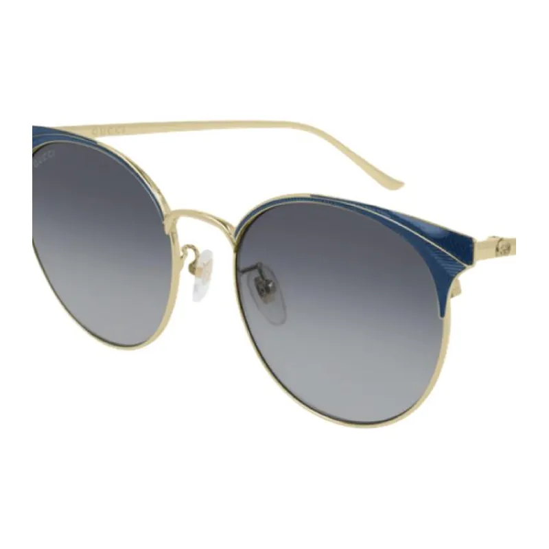 GUCCI Metal Round Sunglasses Women's Gold-1