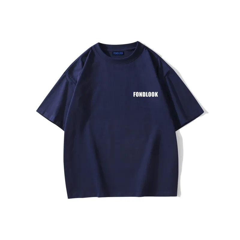 FONDLOOK T-Shirts Unisex Navy Blue-1