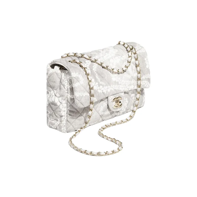 CHANEL Coco Denim Shoulder Bag Extra Large Women's Gray & White-1