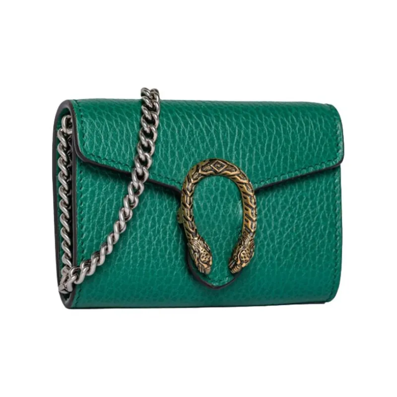GUCCI Dionysus Leather Handbag, Coin Purse, Card Holder Extra Mini Women's Green-1