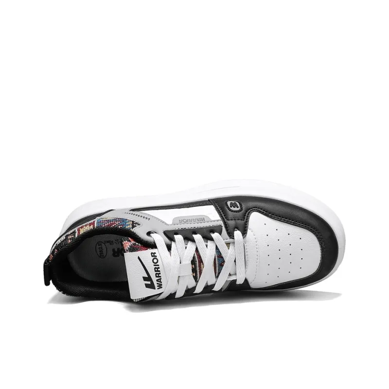 Warrior Slip Resistant Lightweight Height Increasing Low Top Skateboard Shoes Men's Black White Gray-2