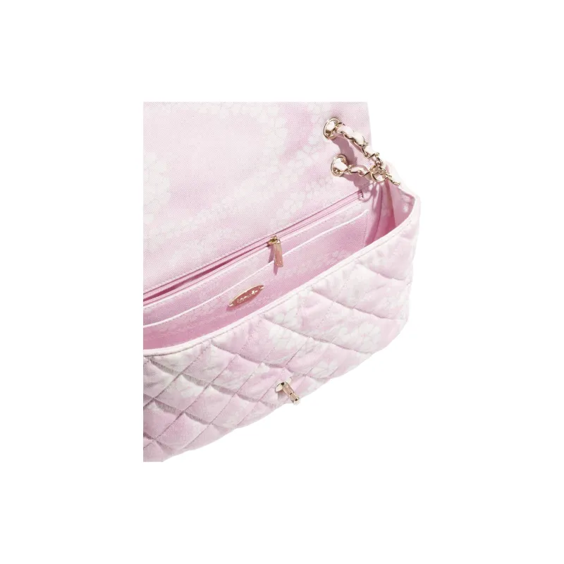 CHANEL Coco Denim Shoulder Bag Extra Large Women's Light Pink & White-3