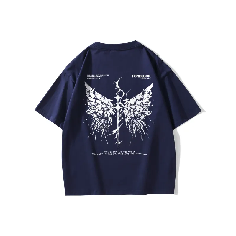 FONDLOOK T Shirts Unisex Navy Blue-0