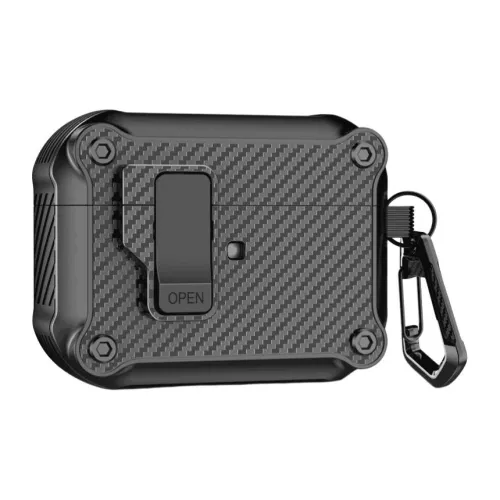 Yoobao Compatibility AirPods4 TPU Automatic Lid, Carbon Fiber Texture Impact Resistant Headphone Cases