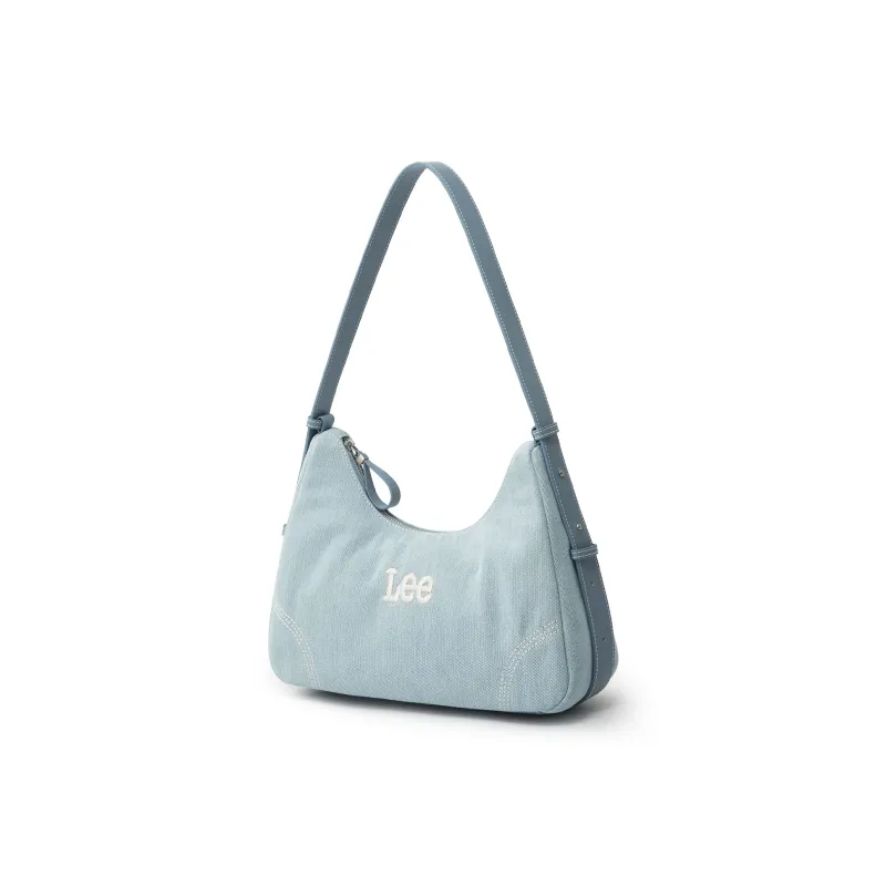Lee Fabric Hobo Bag, One Shoulder Handbag Women's Light Blue/Dark Blue-3