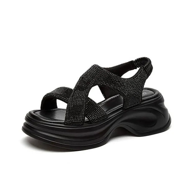 DAPHNE Beach Sandals Women's Apricot, Black-4