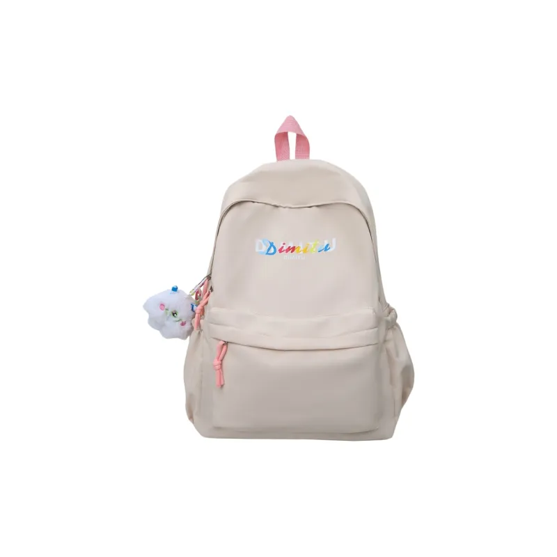 Meow In The Grass Nylon Backpack Unisex Black/White/Coffee/Navy Blue-3