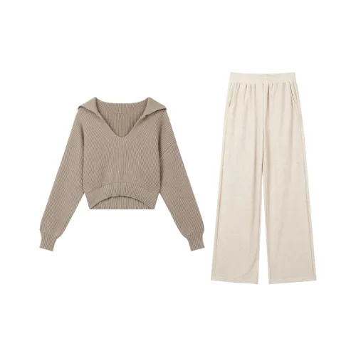 ELF SACK Casual Suits Women's Soft Gray Apricot