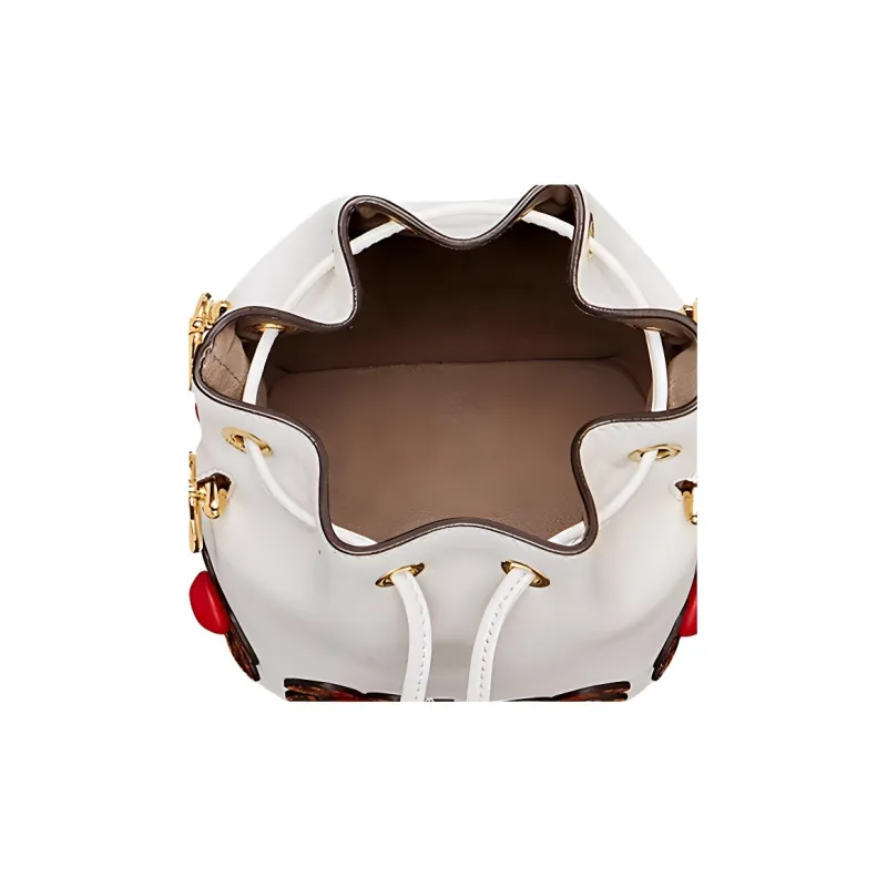 FENDI Mon Tresor Calfskin Bucket Bag Handbag Mini Women's White-4