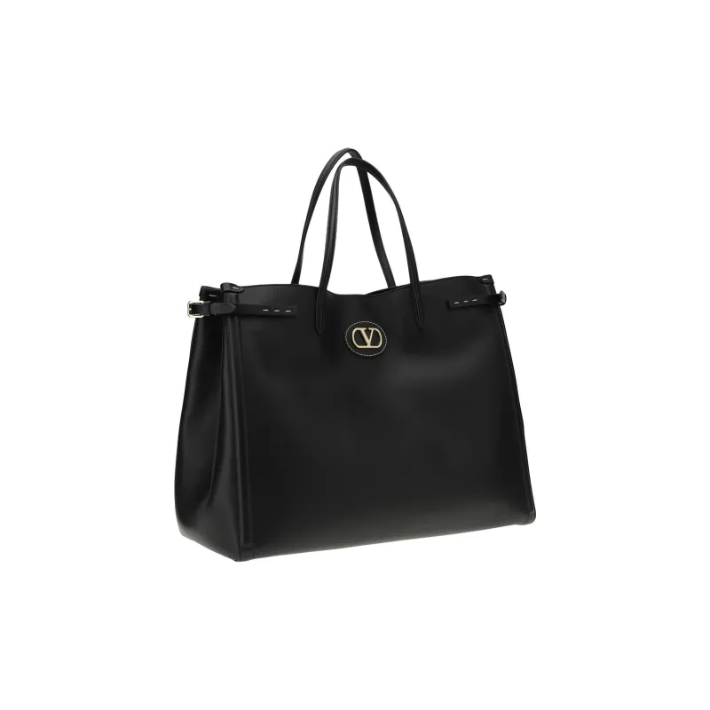 Valentino GARAVANI Calfskin Tote Bag, Shopping Bag, Handbag Tubas Women's Black-1