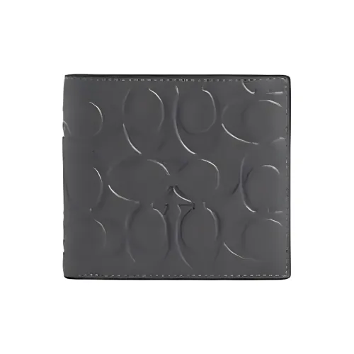COACH Cow Leather Wallet Mini Men's Gray