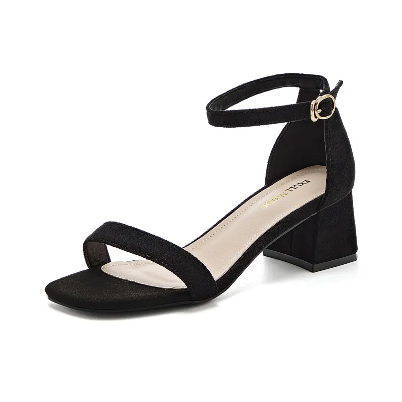 EXULL Q One Strap Sandals 5CM Women's Black-1