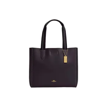 COACH Derby Leather Tote Bag, Shopping Bag, Handbag Tubas Women's Silver & Black