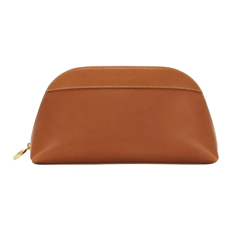 SAINT LAURENT Leather Clutch Trumpets Women's Brown-2