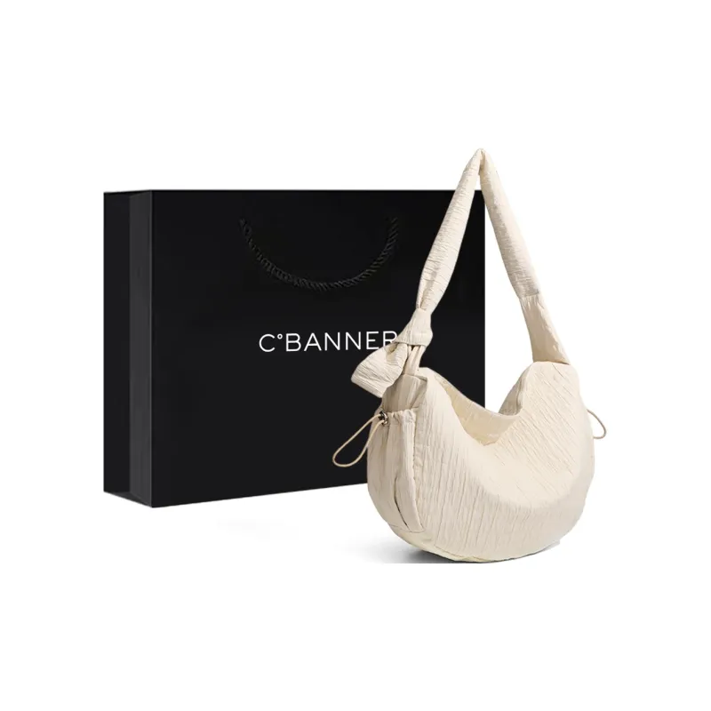 C°BANNER Fabric Shoulder Bag, Crossbody Bag, Canvas Bag Medium Size Women's Black/White-6
