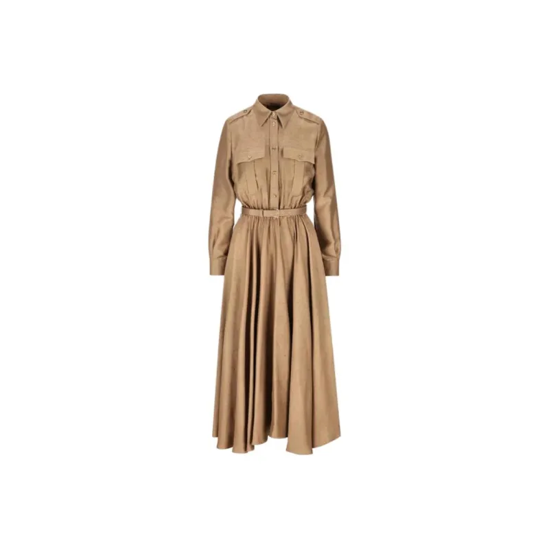 Loro Piana Long Sleeved Dress Women's Beige-0