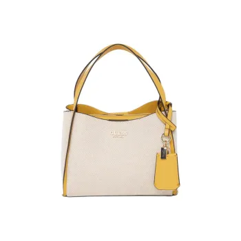 GUESS Fabric Tote Bag, Shopping Bag, Shoulder Bag, Crossbody Bag, Handbag Medium Size Women's Orange & Beige