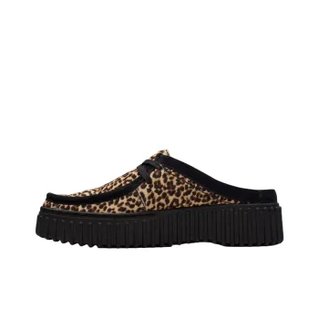 Clarks Rubber Sole Abrasion Resistant Closed Toe Slippers Women's Leopard Print