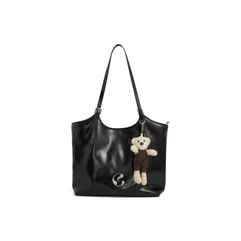 JACD PU Tote Bag, Shopping Bag, Shoulder Bag Tubas Women's White/Black
