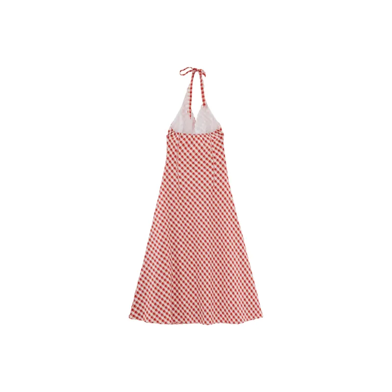 Wen Shan Slip Dress Women's Red Plaid-1