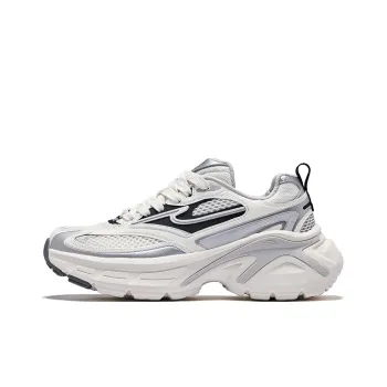 Erke Hongyu 2.0 Abrasion Resistant Breathable Low Top Chunky Sneakers Women's Microcrystal White Bright Silver