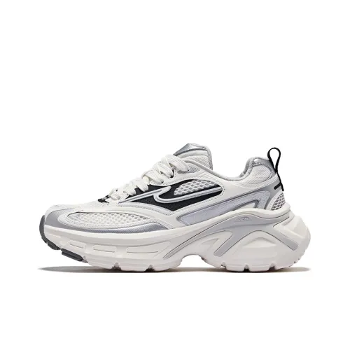 Erke Hongyu 2.0 Abrasion Resistant Breathable Low Top Chunky Sneakers Women's Microcrystal White Bright Silver