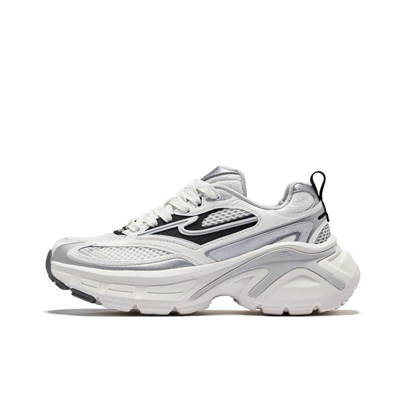 Erke Hongyu 2.0 Abrasion Resistant Breathable Low Top Chunky Sneakers Women's Microcrystal White Bright Silver-0