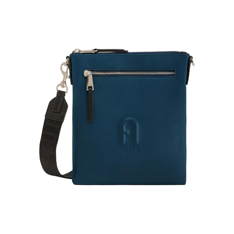 Furla Man Cosmo Calfskin Messenger Bag Shoulder Bag Crossbody Bag Mini Men's Blue-0