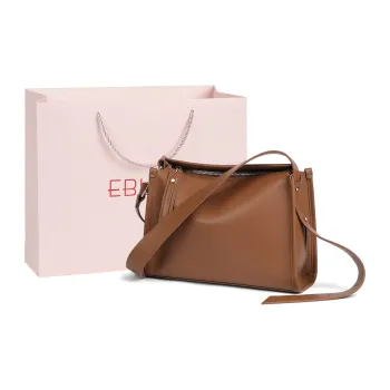 EBLAN Cow Leather One Shoulder Crossbody Pillow Bag Regular Women's Caramel