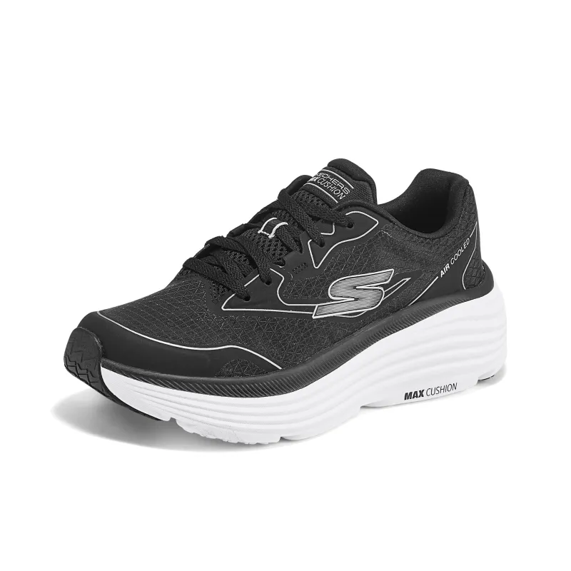 Skechers Max Cushioning, Breathable, Supportive, Rebound Low Top Running Shoes Women's Black Silver-2