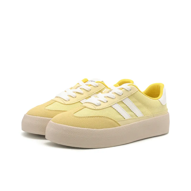DEERWAY Height Increasing Abrasion Resistant Lightweight Breathable Slip Resistant Low Top Casual Shoes Women's Yellow-1