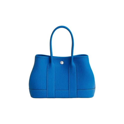 HERMES Garden Party Negonda Calfskin Garden Handbag Women's T7 Bleu Hydra Aqua Blue