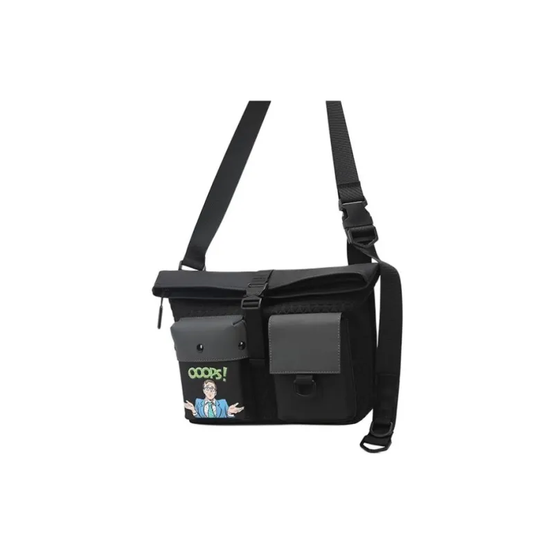VIHUS Fabric, Polyurethane, Synthetic Leather Crossbody Bag, Shoulder Bag Men's Black-0
