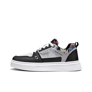 Warrior Abrasion Resistant Breathable Height Increasing Low Top Skateboard Shoes Men's Black White Gray