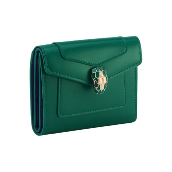 BVLGARI Serpenti Forever Calfskin Wallet Women's Green & Purple