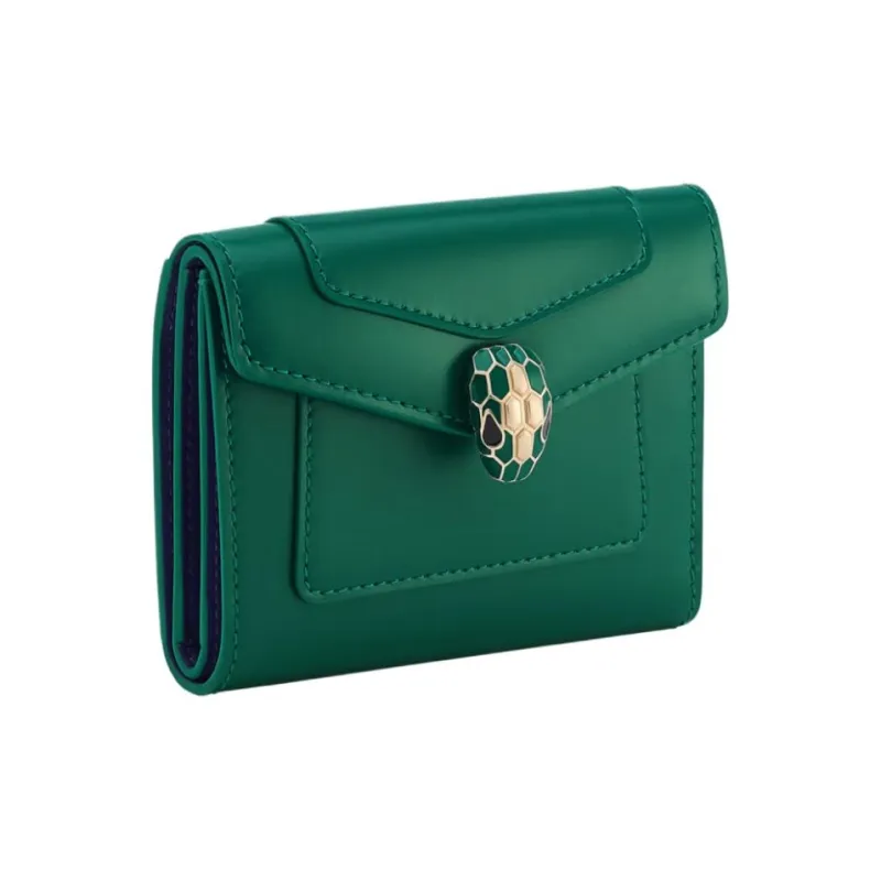 BVLGARI Serpenti Forever Calfskin Wallet Women's Green & Purple-0