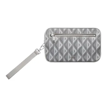 DIOR CD Diamond Canvas Handbag, Clutch, Toiletry Bag Regular Men's Gray