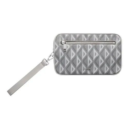 DIOR CD Diamond Canvas Handbag, Clutch, Toiletry Bag Regular Men's Gray