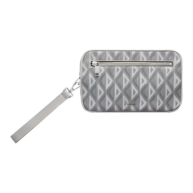DIOR CD Diamond Canvas Handbag, Clutch, Toiletry Bag Regular Men's Gray-0