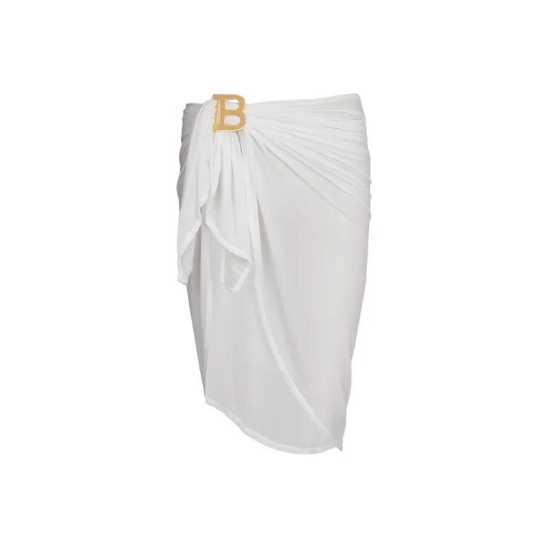 BALMAIN Wrap Skirt Women's Beige-0