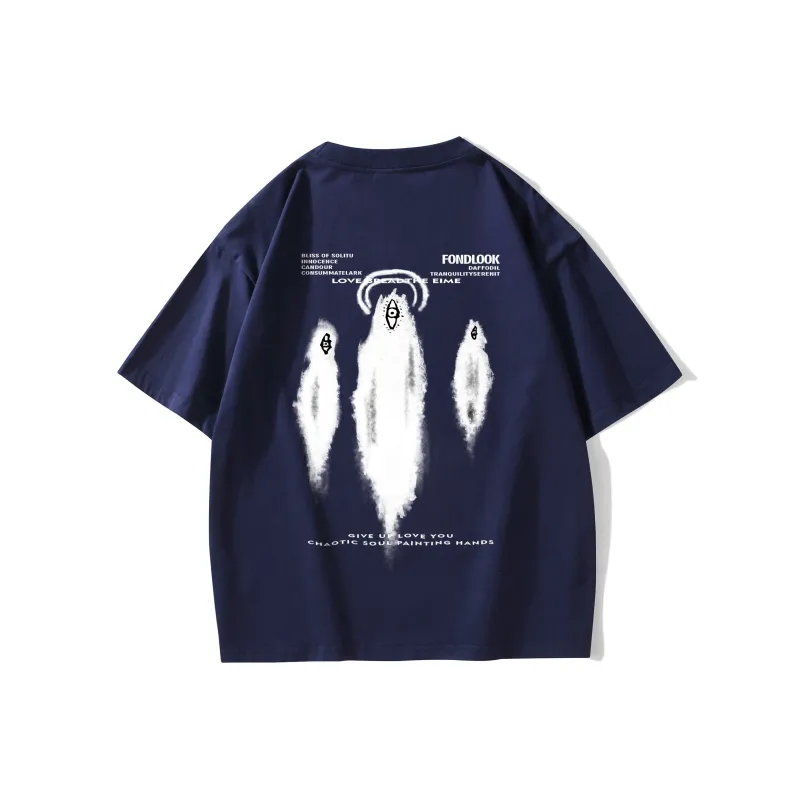 FONDLOOK T-Shirts Unisex Navy Blue-0
