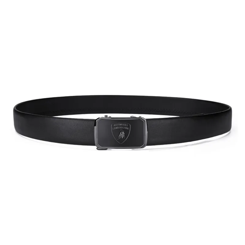 Automobili Lamborghini Cow Leather Belts Men's Width 3.5cm-0
