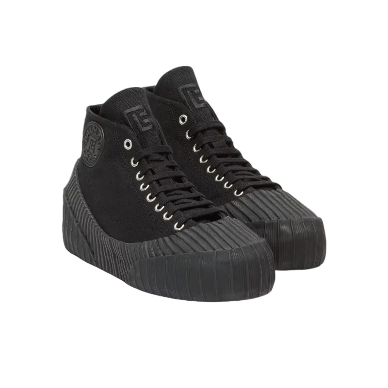 BALMAIN Riff High Top Canvas Shoes Women's Black-2