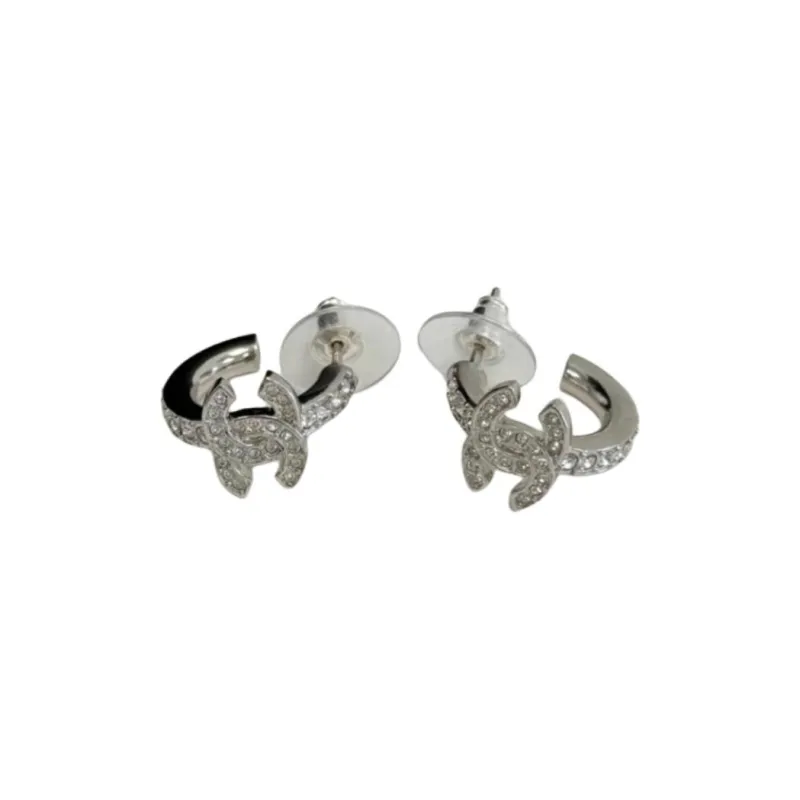 CHANEL Metal Earrings Unisex Silver-2