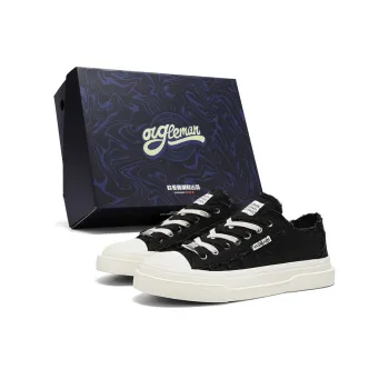 OUGLEMEN Wrapping, Wear Resistant And Non Slip Low Top Canvas Shoes Men's Box