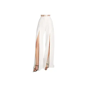 Mugler Slit Buckled Palazzo Pants