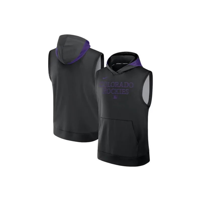 Nike Colorado Rockies Authentic Collection Men's Nike Dri FIT Mlb Sleeveless Pullover Hoodie-2