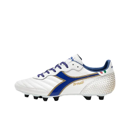 Diadora FG Firm Ground Cushioning, Wear Resistant Soccer Shoes Men's White