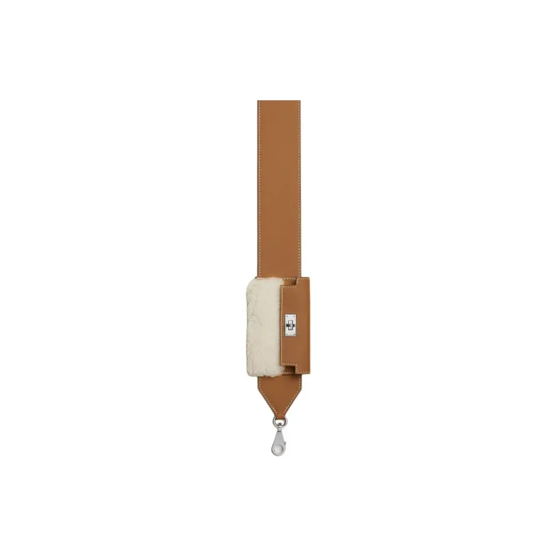 HERMES Kelly Pocket Swift Calfskin Bag Strap Women's Gold & Light Beige-1