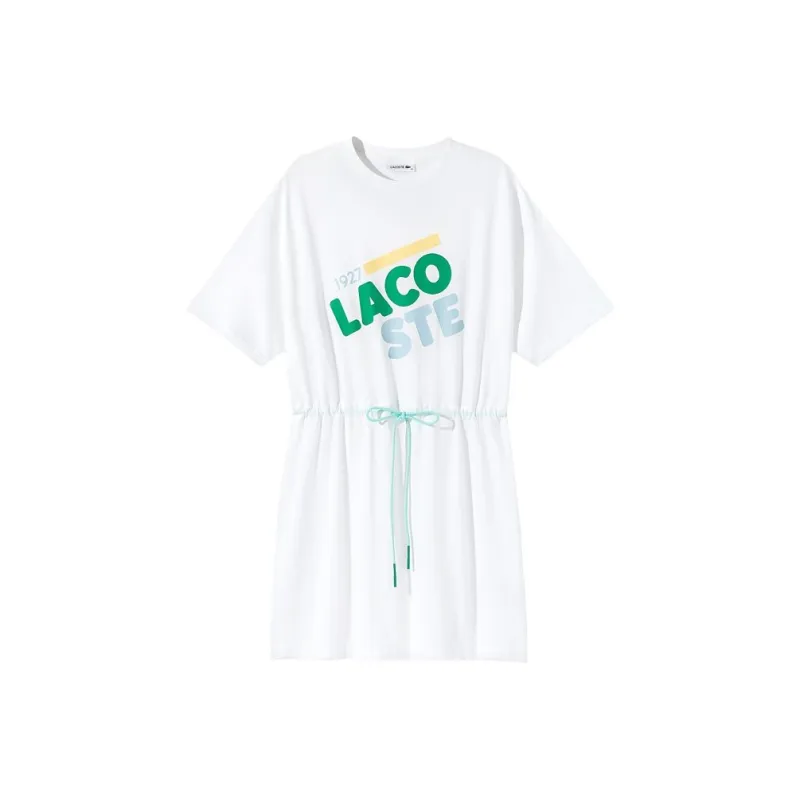 LACOSTE Short Sleeved Dress Women's White-0